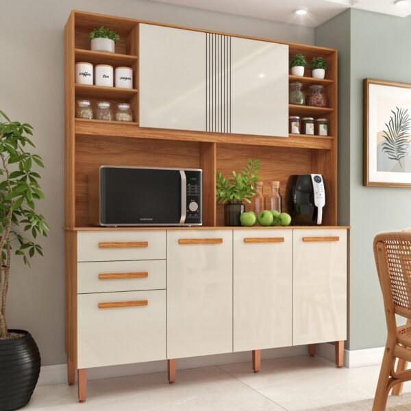 Kit Cozinha Málaga CM720 1,62 m Cinamomo/Off White - FELLICCI