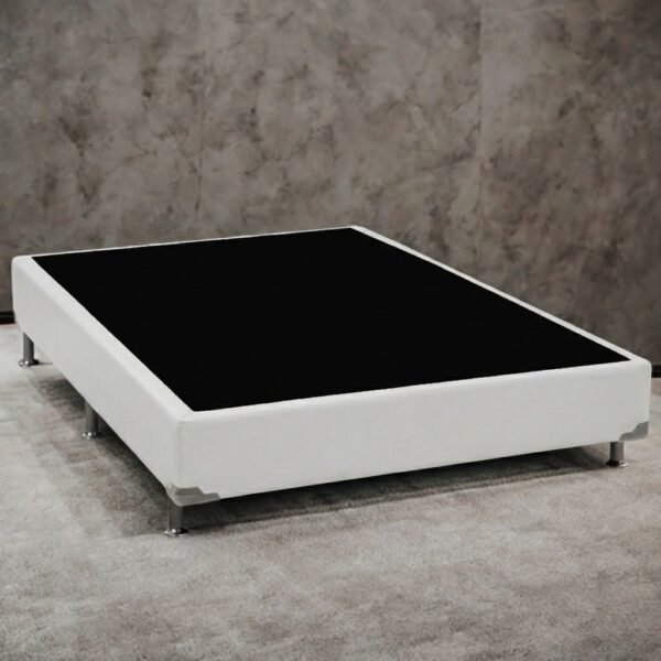 Base Box Casal Simples Corino Branco - ALTO NÍVEL CAMAS E COLCHÕES