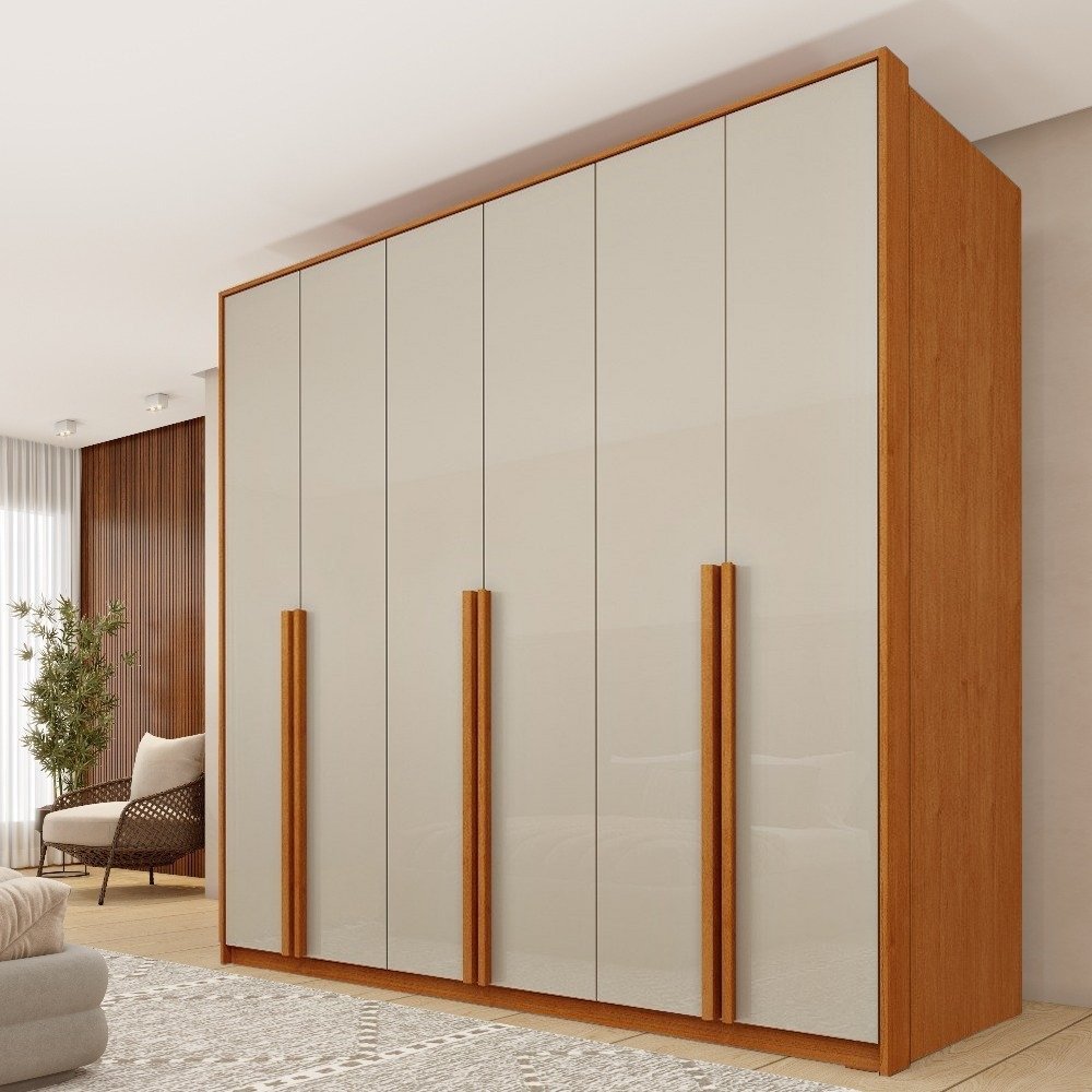 Guarda-Roupa 6 Portas Master 2,01 m Cinamomo/Off White - TCIL