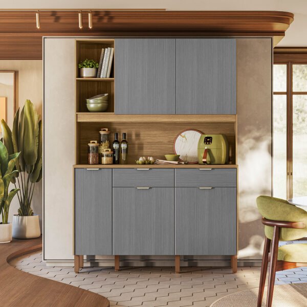 Kit Cozinha Flora 1,447 m Freijó/Gris - KIT'S PARANÁ