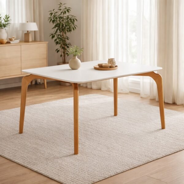 Mesa Capri 120 (C/Vidro) Cinamomo/Off White - MÓVEIS VALVERDE