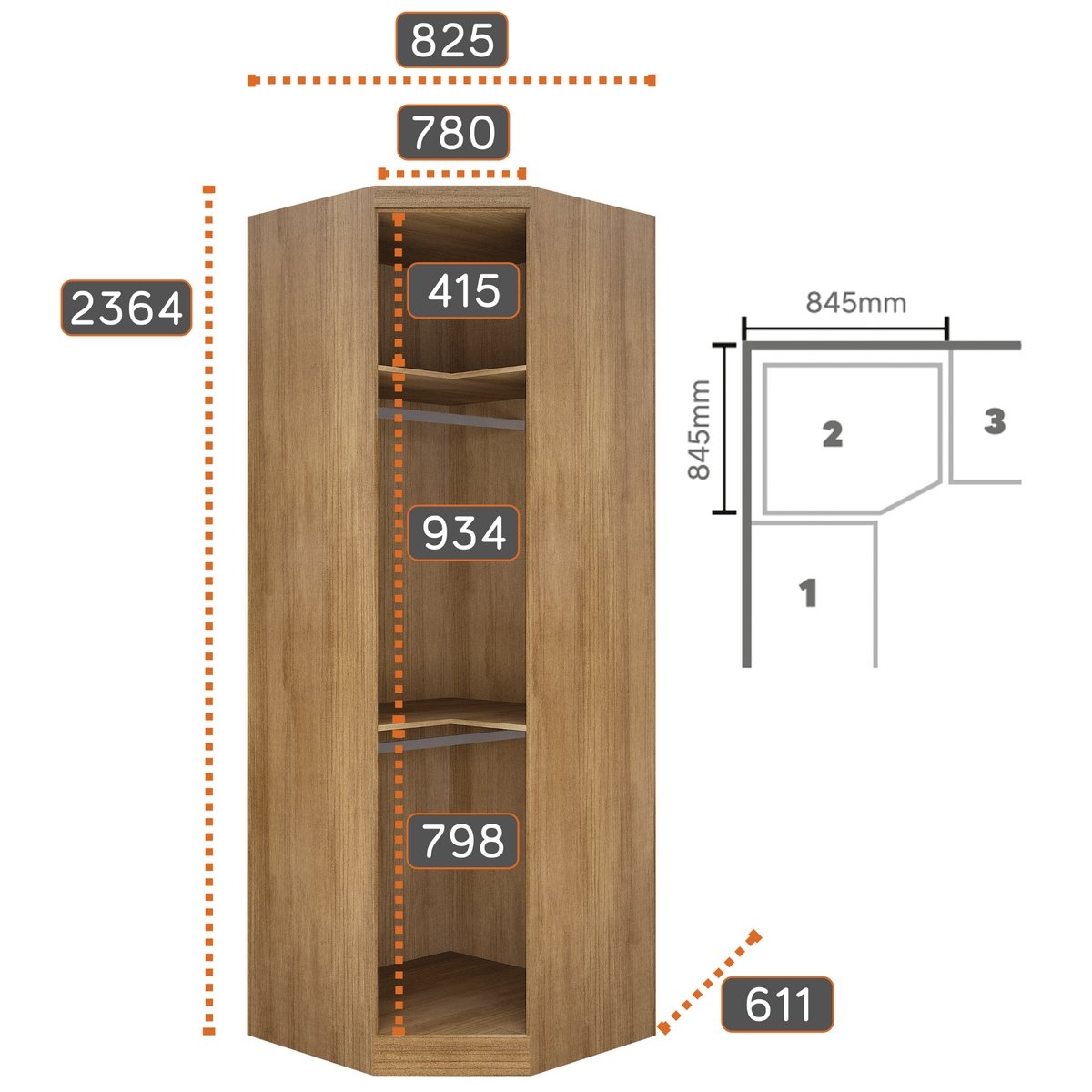 Modulado Casal/Queen 4 módulos Rizon (Módulos 2 Pts + Criado + Canto Oblíquo + Aéreo 1.67) Cumaru/Fendi – NOVO HORIZONTE - Imagem 5