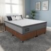 Colchão Queen Texas 29 cm D28 Molas Ensacadas + Base Simples Corino Marrom – GAZIN COLCHÕES + ALTO NÍVEL