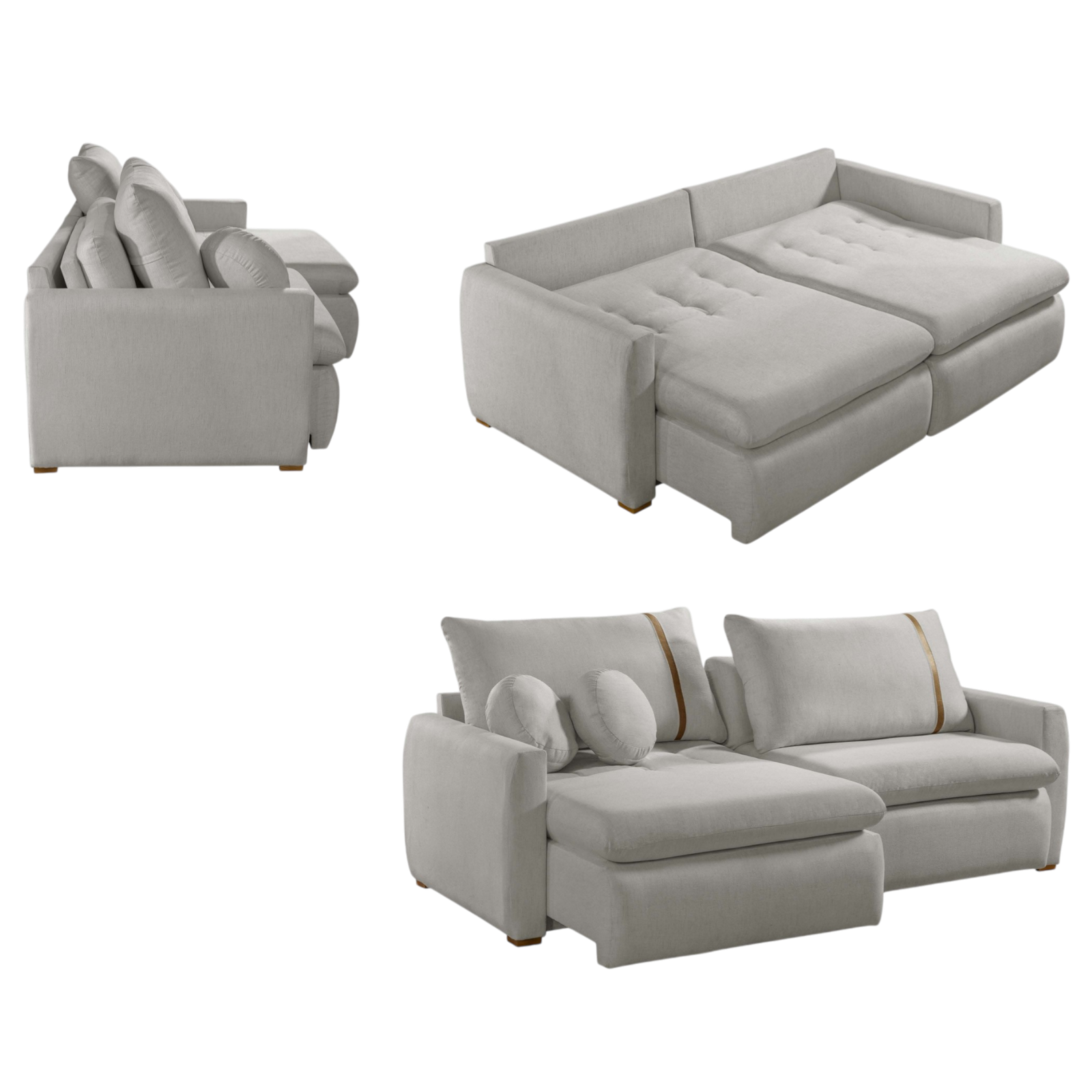 Sofá Cama Retrátil Lagoon 2,30 m Linho Cinza - CONFORT LAR ESTOFADOS - Imagem 7