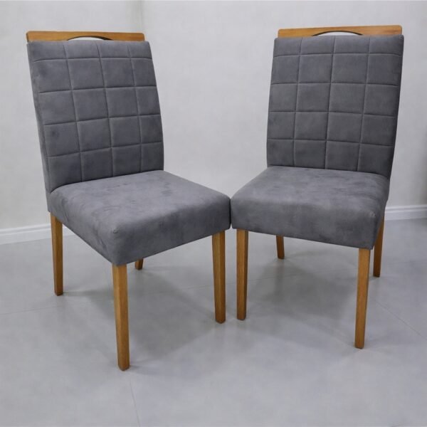 Kit 2 Cadeiras Quartzo/Safira Veludo Cinza Grafite - KM DECOR