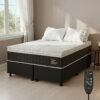 Colchão Queen Massageador Titan/Thor 34 cm D28 Molas Ensacadas + Base Box Simples Corino Preto – VIERO + ALTO NÍVEL