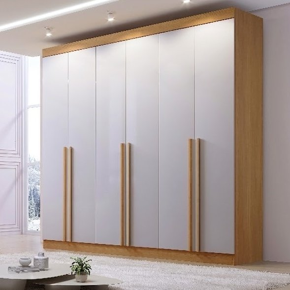 Guarda-Roupa 6 Portas Milano 2,20 m Cinamomo/Off White - D'DORO