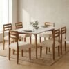 Mesa Anne 180 Mel/Off White com 6 Cadeiras Turquia Linho Palha 311A – HR MOVELARIA