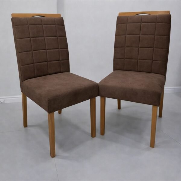 Kit 2 Cadeiras Quartzo/Safira Veludo Marrom - KM DECOR