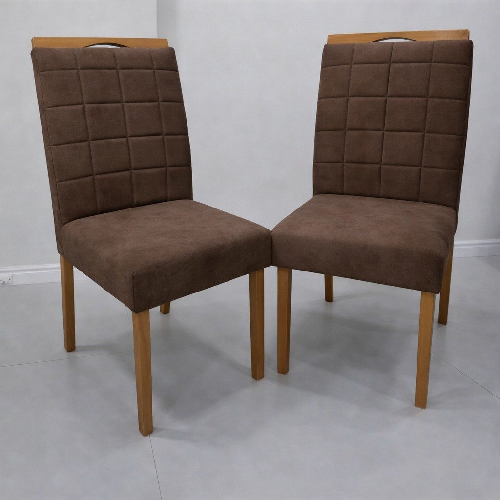 Kit 2 Cadeiras Quartzo/Safira Veludo Marrom - KM DECOR