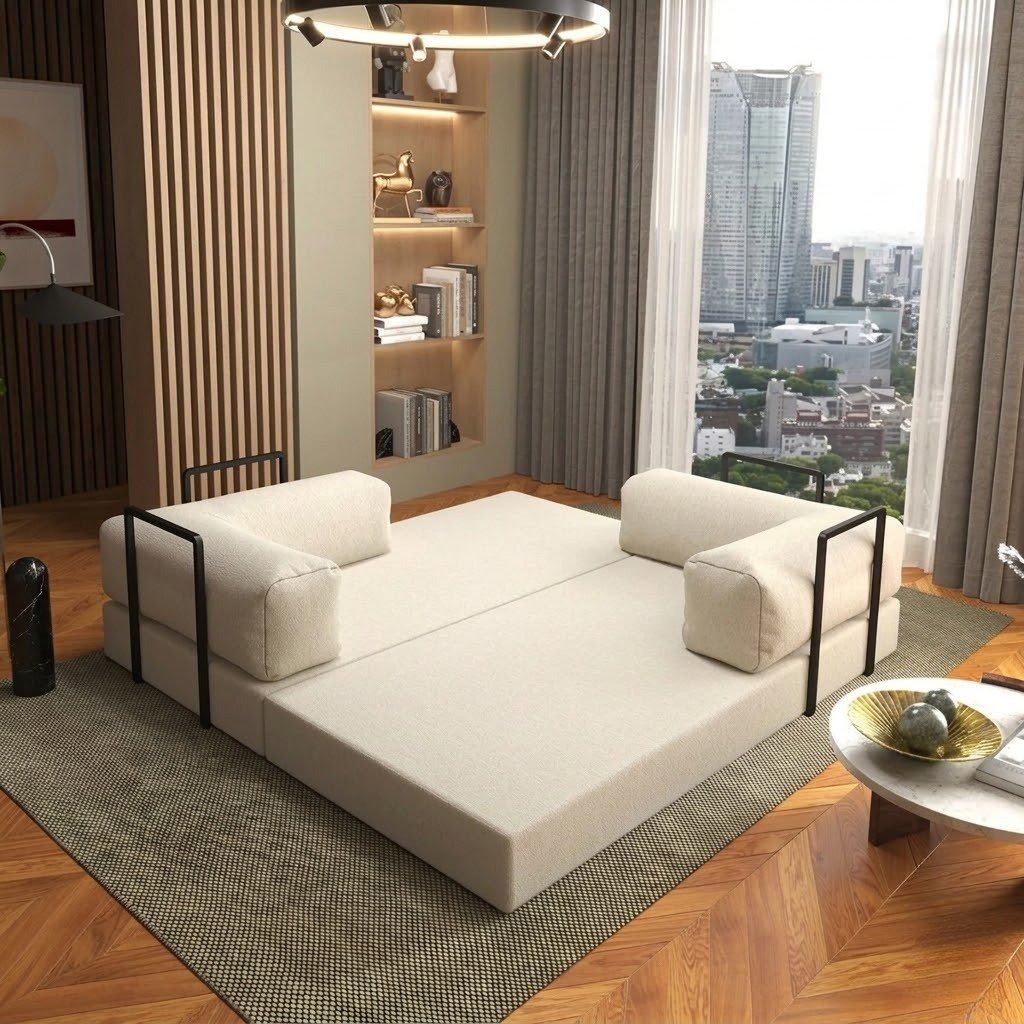 Sofá Cama Light 1,80 m (Expansível) Bouclé Bege 07 – PLUFF SOFÁ NA CAIXA - Imagem 2