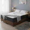 Colchão Queen Star Plus 25 cm D26 Molas Ensacadas + Base Simples Corino Marrom – INOVAFLEX + ALTO NÍVEL