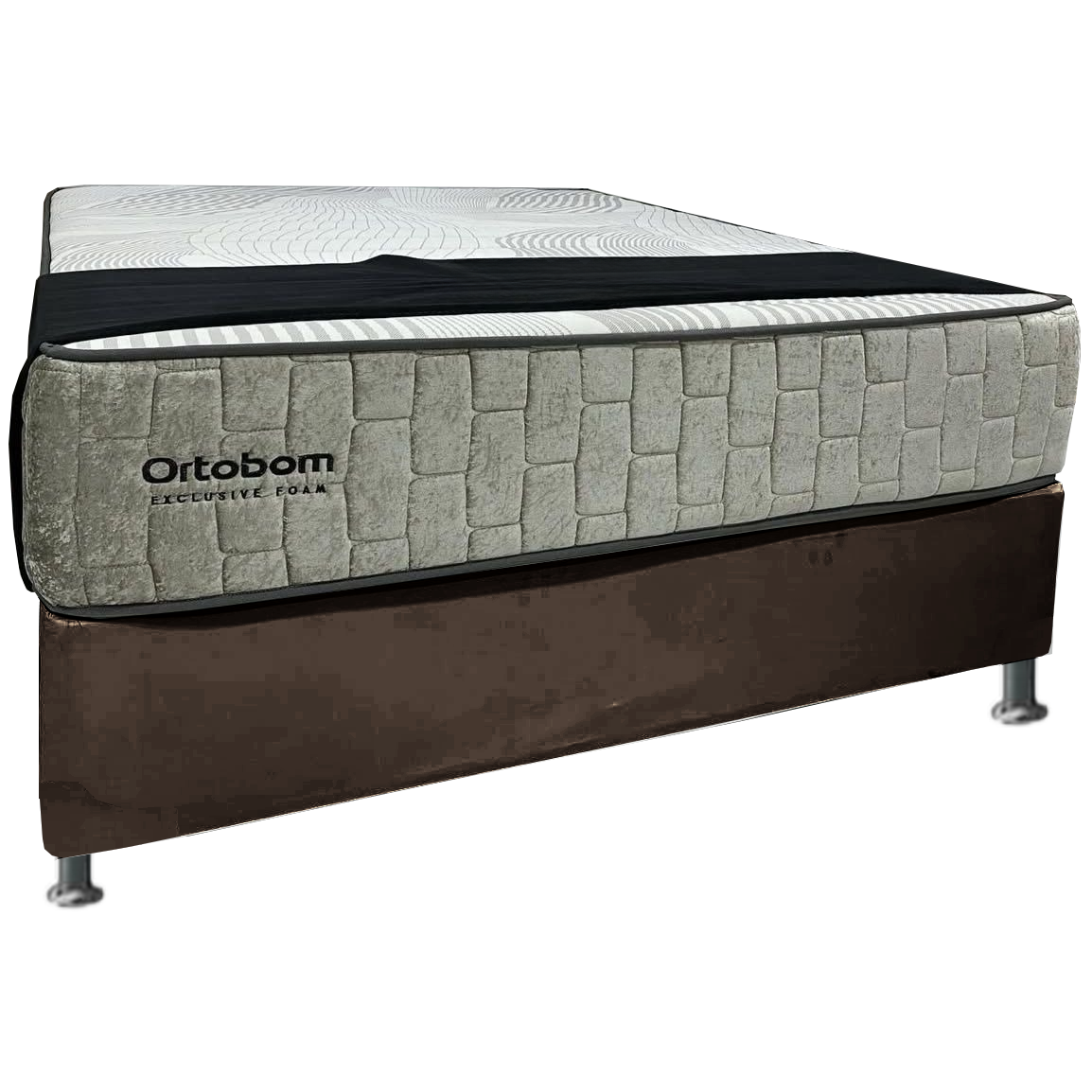 Colchão Casal Exclusive Foam 30 cm HR 33 + Base Simples Corino Marrom – ORTOBOM + ALTO NÍVEL - Imagem 4