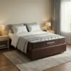 Colchão Casal Fit 17 cm D33 + Base Simples Corino Marrom – ORTOBOM + ALTO NÍVEL