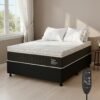Colchão Casal Massageador Titan/Thor 34 cm D28 Molas Ensacadas + Base Box Simples Corino Preto – VIERO + ALTO NÍVEL