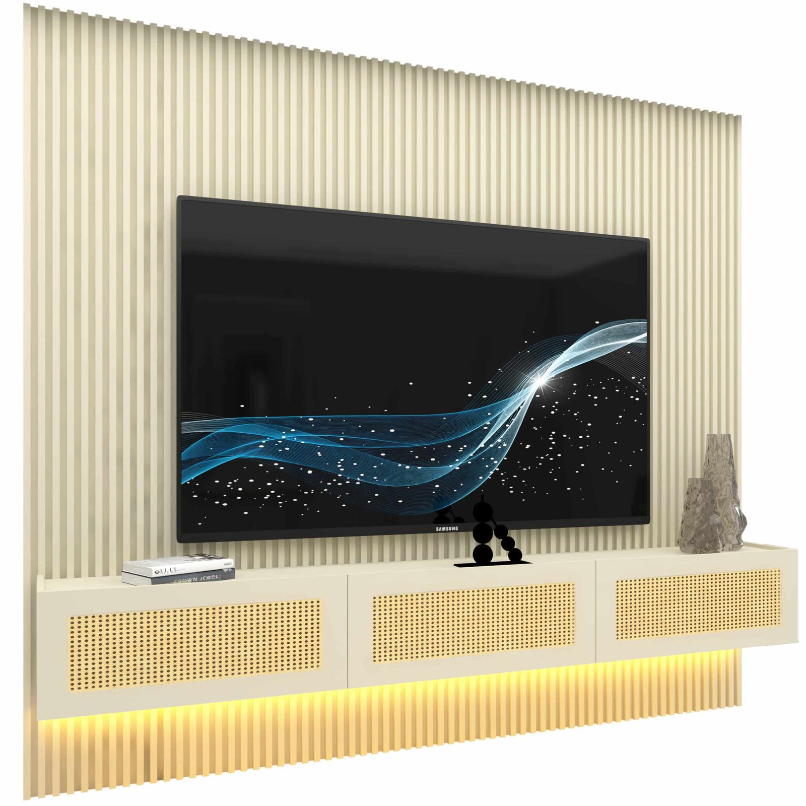 Home Suspenso até 85" Supremo Ripado 218 Off White com Nicho Native Off White - GELIUS - Imagem 8