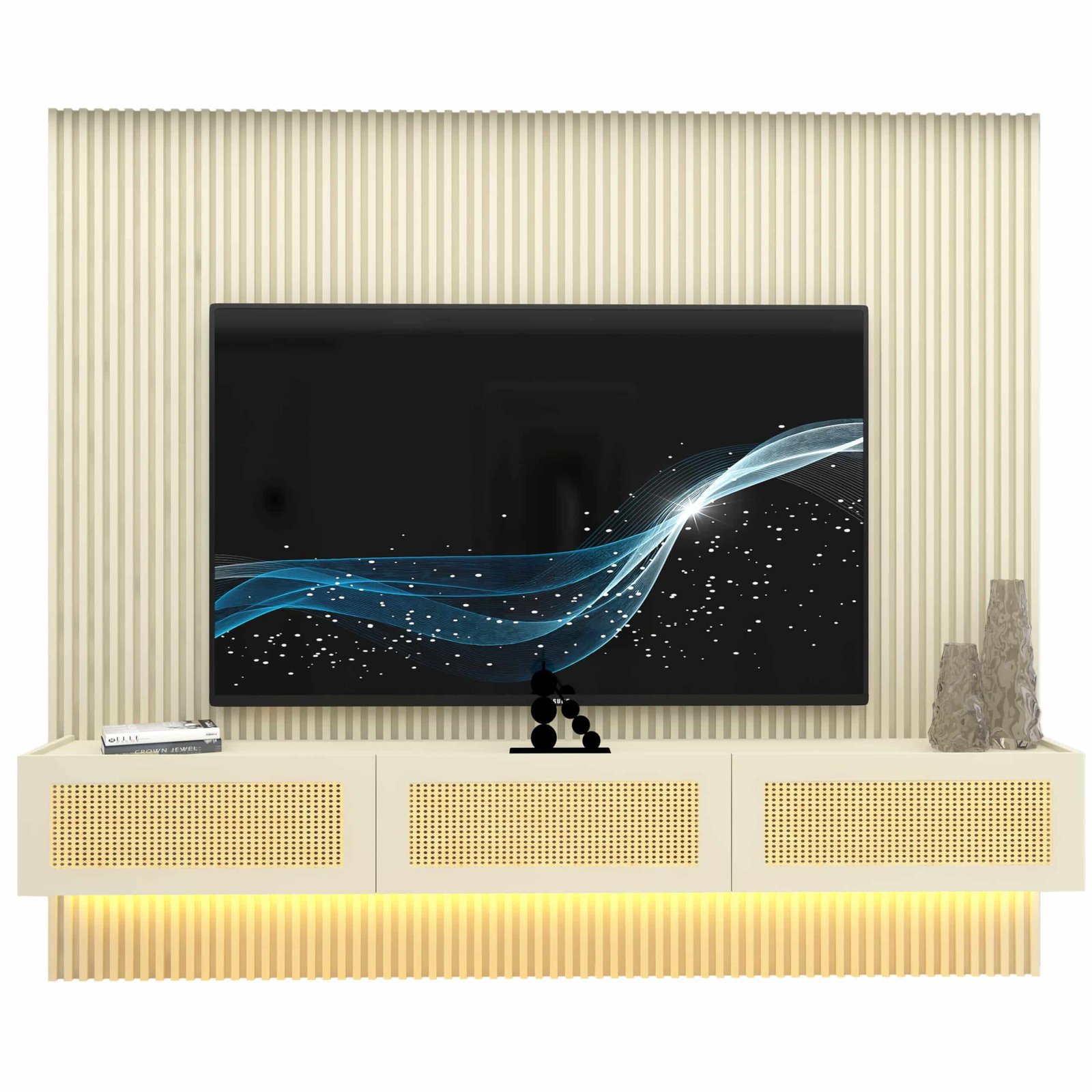 Home Suspenso até 85" Supremo Ripado 218 Off White com Nicho Native Off White - GELIUS - Imagem 7
