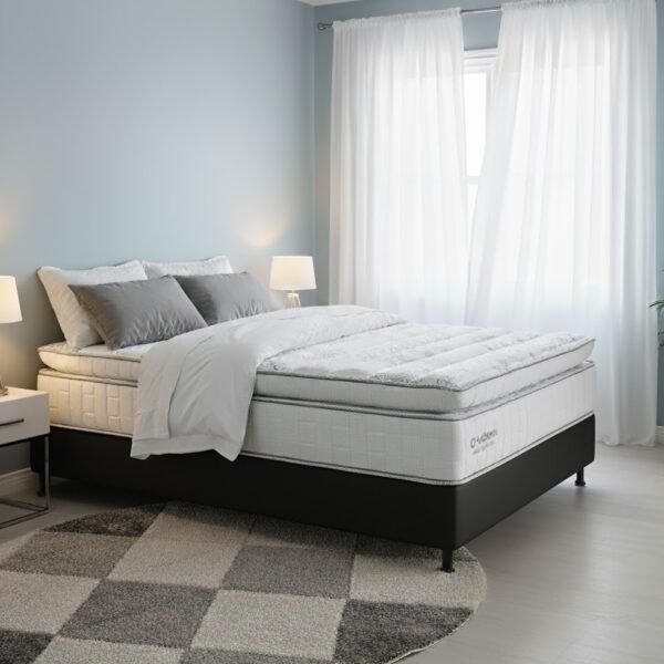 Colchão Casal New Freedom 32 cm D33 Molas Ensacadas + Base Simples Corino Preto – ORTOBOM + ALTO NÍVEL