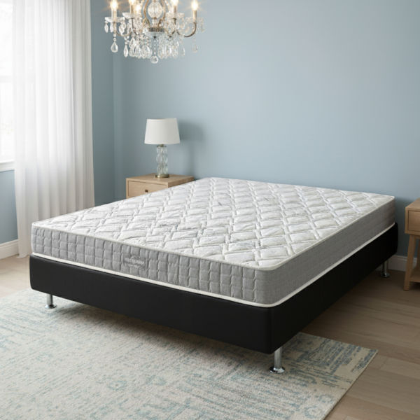 Colchão Casal Orthosono 18 cm D33 + Base Simples Corino Preto – ANJOS + ALTO NÍVEL