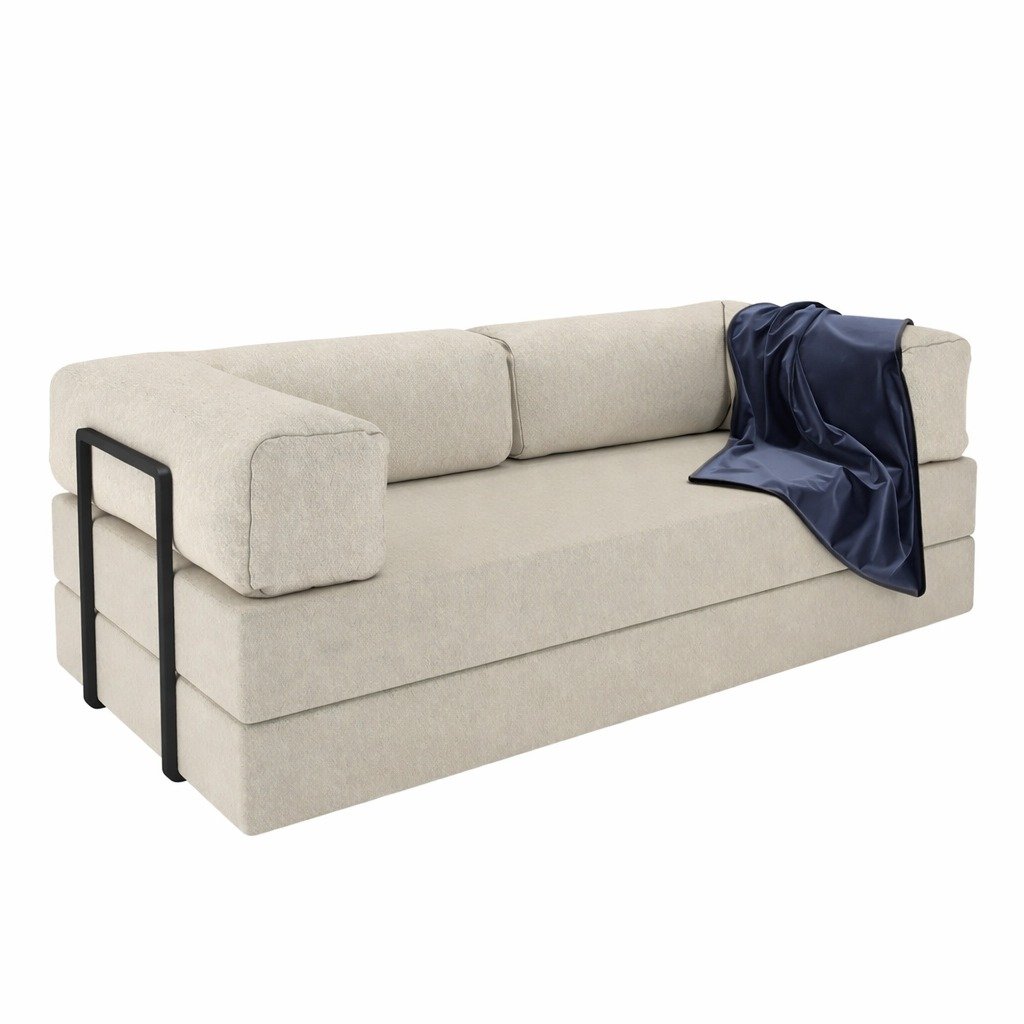 Sofá Cama Light 1,80 m (Expansível) Bouclé Bege 07 – PLUFF SOFÁ NA CAIXA - Imagem 7
