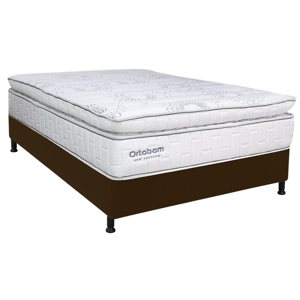 Colchão Casal New Freedom 32 cm D33 Molas Ensacadas + Base Simples Corino Marrom – ORTOBOM + ALTO NÍVEL - Imagem 2