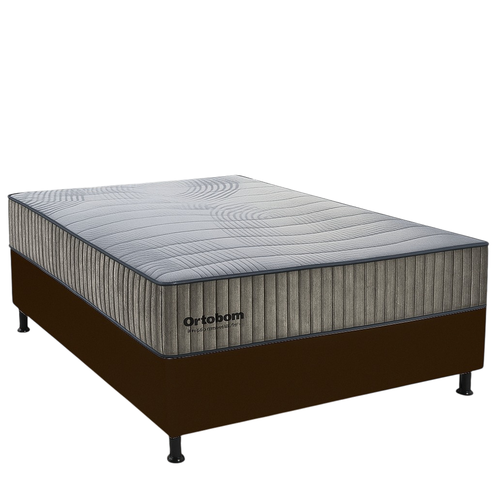 Colchão Casal Exclusive Foam 30 cm HR 33 + Base Simples Corino Marrom – ORTOBOM + ALTO NÍVEL - Imagem 3