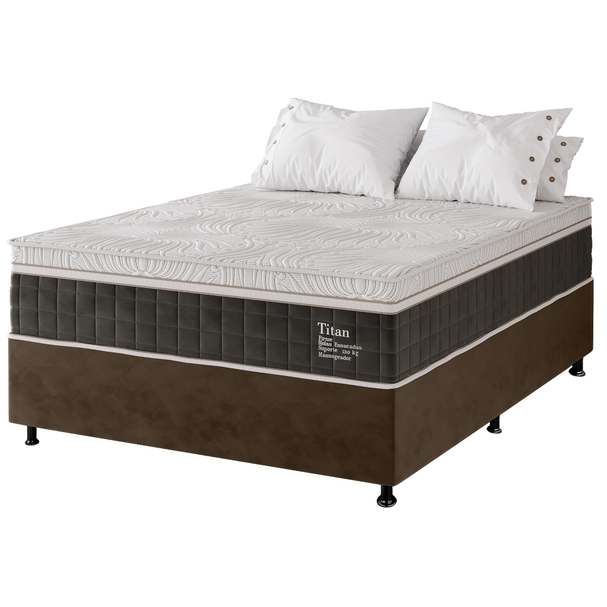Colchão Casal Massageador Titan/Thor 34 cm D28 Molas Ensacadas + Base Box Simples Corino Marrom – VIERO + ALTO NÍVEL - Imagem 5