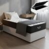 Colchão Solteiro Star Plus D26 + Base Box Baú Corino Branco – INOVAFLEX + ALTO NÍVEL CAMAS E COLCHÕES