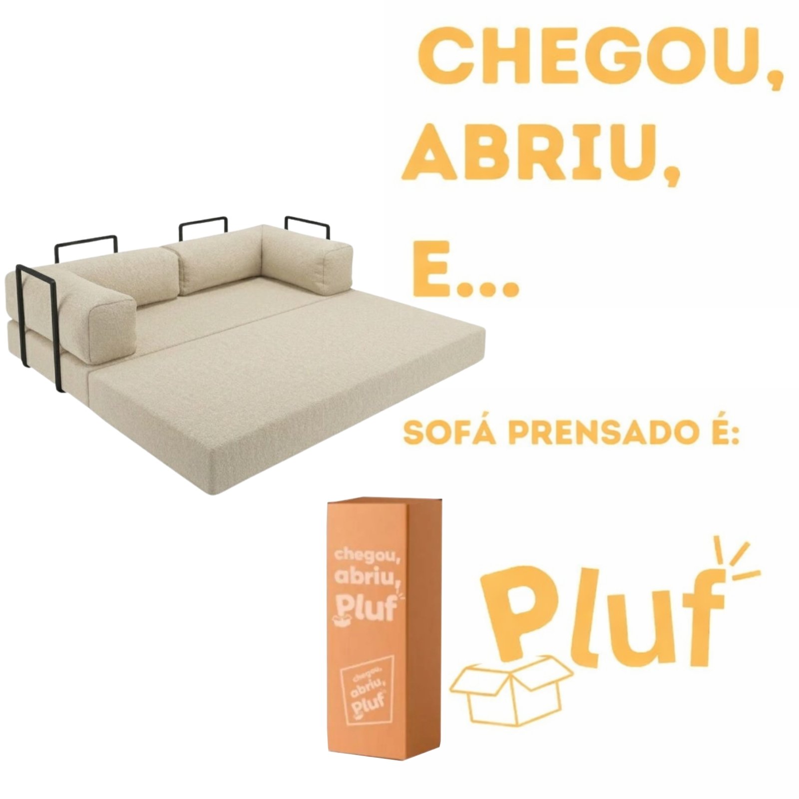 Sofá Cama Light 1,80 m (Expansível) Bouclé Bege 07 – PLUFF SOFÁ NA CAIXA - Imagem 5