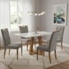 Mesa Ayres 120 Mel/Off White com 4 Cadeiras Yasmim Veludo Cinza Grafite – VIEIRA DECOR