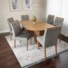 Mesa Isis 180 Freijó com 6 Cadeiras Yasmim Veludo Cinza Grafite – LEIFER + KM DECOR