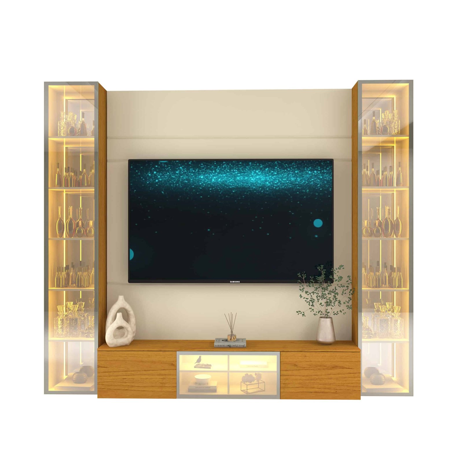 Home Suspenso até 85" Luminare Reflecta com Duas Torres 230 Off White/Naturale - GELIUS - Imagem 6