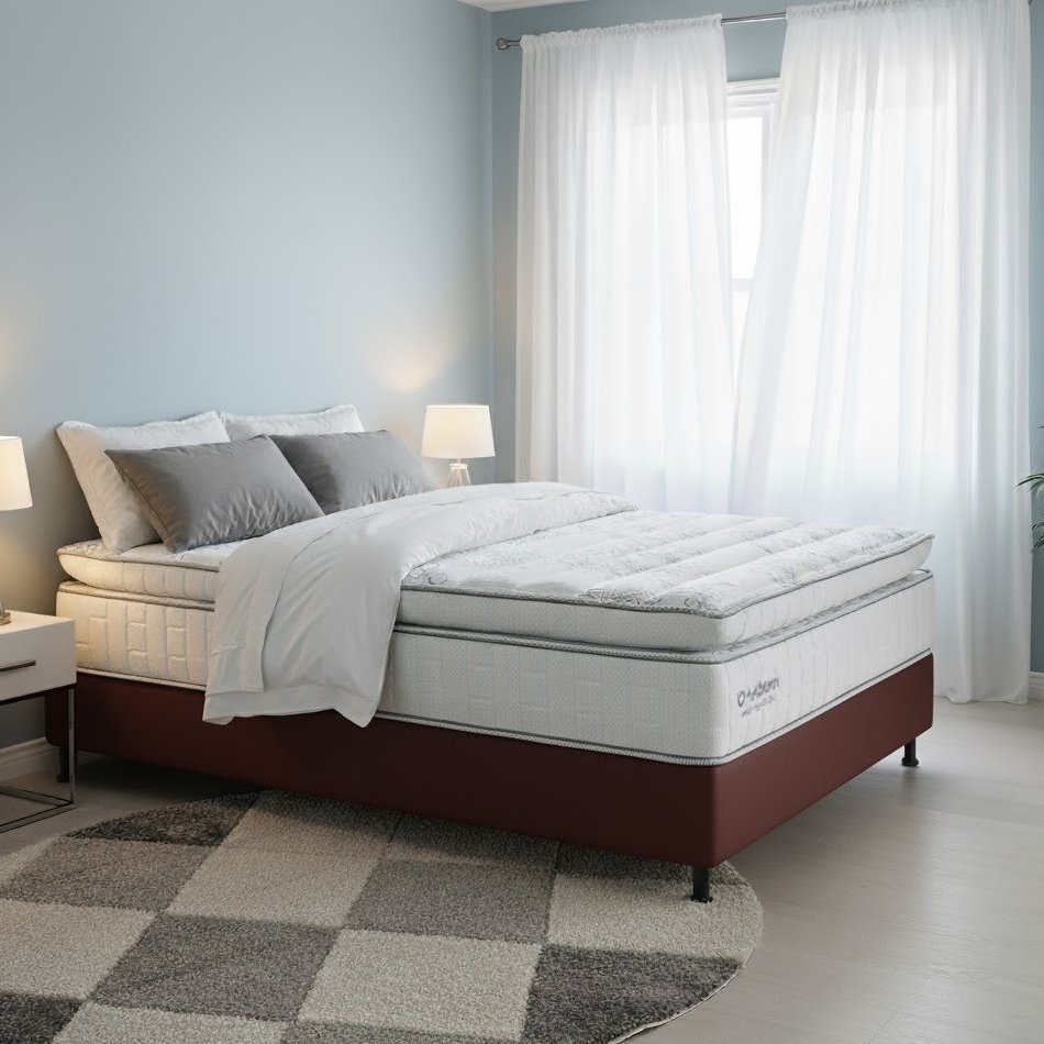 Colchão Casal New Freedom 32 cm D33 Molas Ensacadas + Base Simples Corino Marrom – ORTOBOM + ALTO NÍVEL