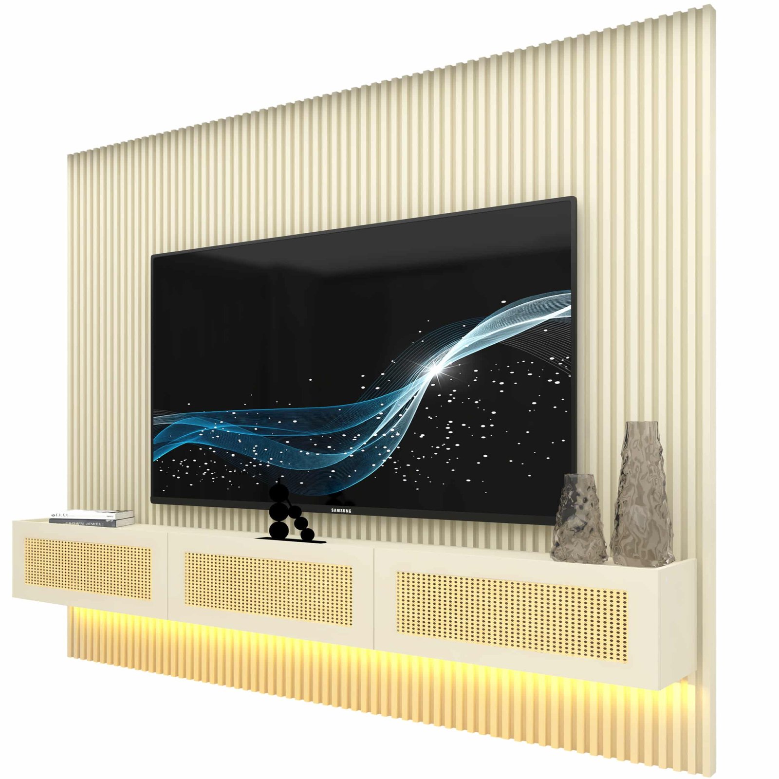 Home Suspenso até 85" Supremo Ripado 218 Off White com Nicho Native Off White - GELIUS - Imagem 6