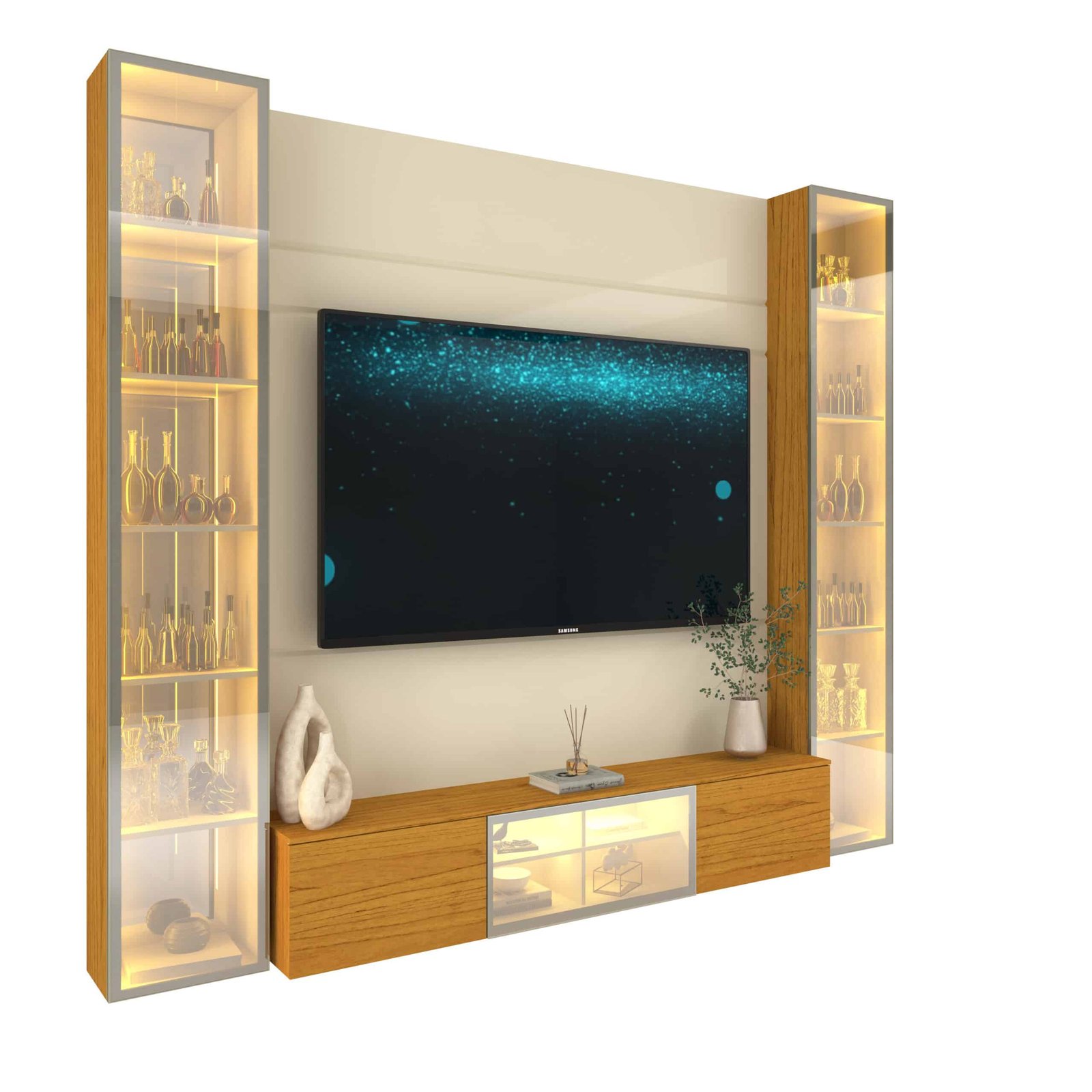 Home Suspenso até 85" Luminare Reflecta com Duas Torres 230 Off White/Naturale - GELIUS - Imagem 7