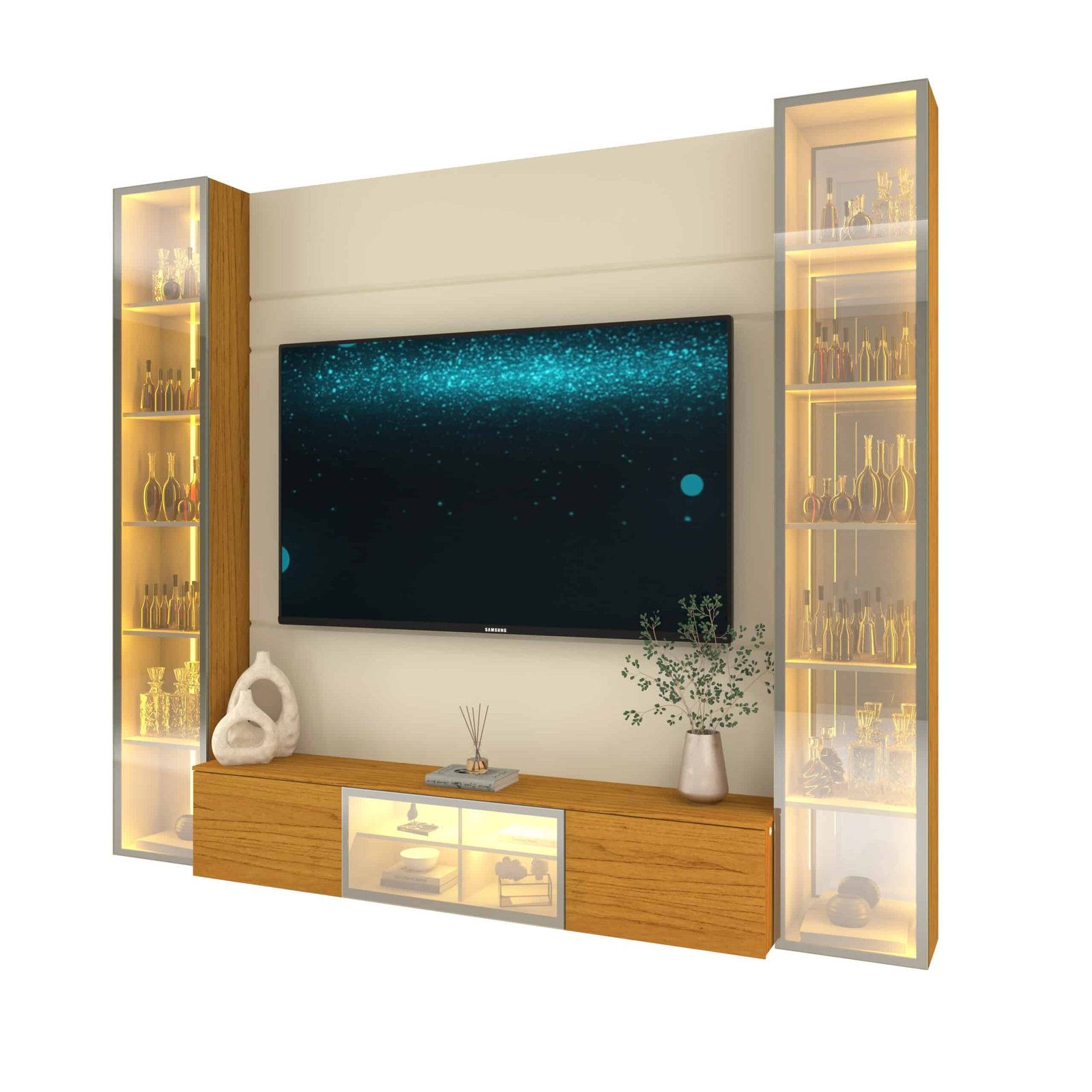 Home Suspenso até 85" Luminare Reflecta com Duas Torres 230 Off White/Naturale - GELIUS - Imagem 5