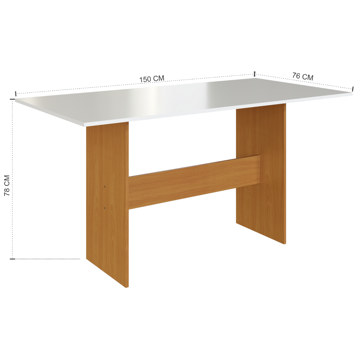 Mesa Karla 150 Freijó/Off White com 6 Cadeiras Linho Bege - INDÉKES - Imagem 3