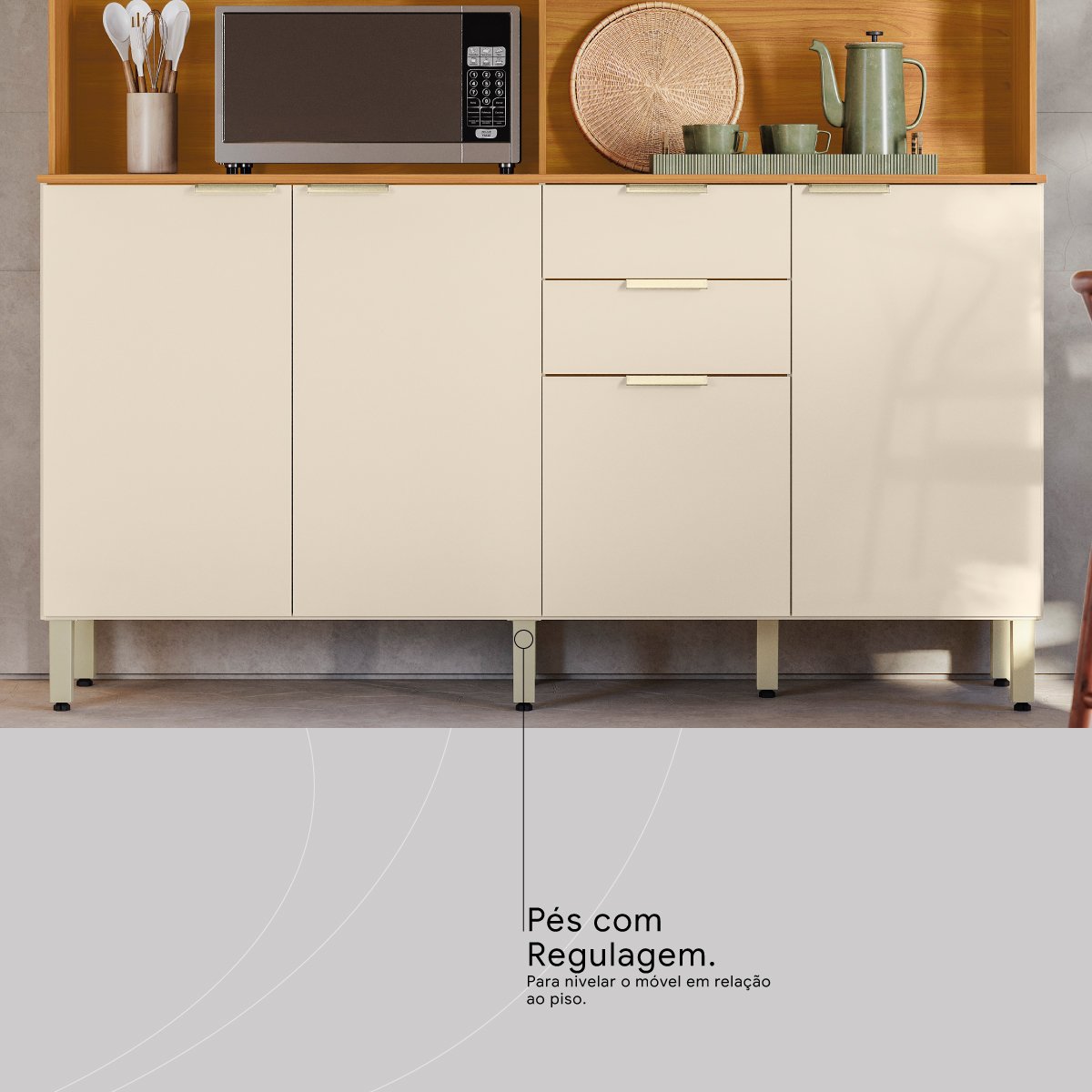 Kit Cozinha Pitaya 1,78 m Cinamon Touch/Off White - DEMÓBILE - Imagem 8
