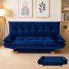 Sofá Cama Veneza 1,88 m Veludo Azul 185 - TOP ESTOFADOS