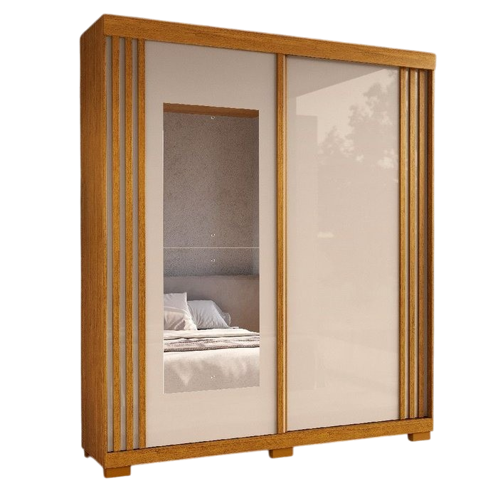 Guarda-Roupa 2 Portas Athena 1,80 m (C/Espelho) Cinamomo/Off White/Cinamomo – ACP MÓVEIS - Imagem 6