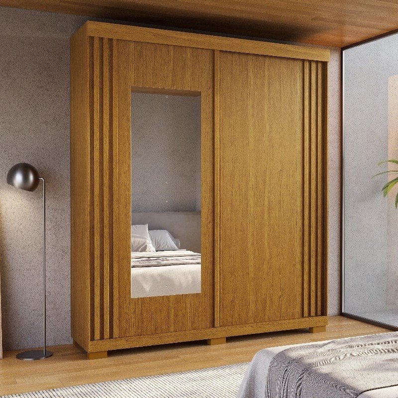 Guarda-Roupa 2 Portas Athena 1,80 m (C/Espelho) Cinamomo/Off White/Cinamomo – ACP MÓVEIS - Imagem 3