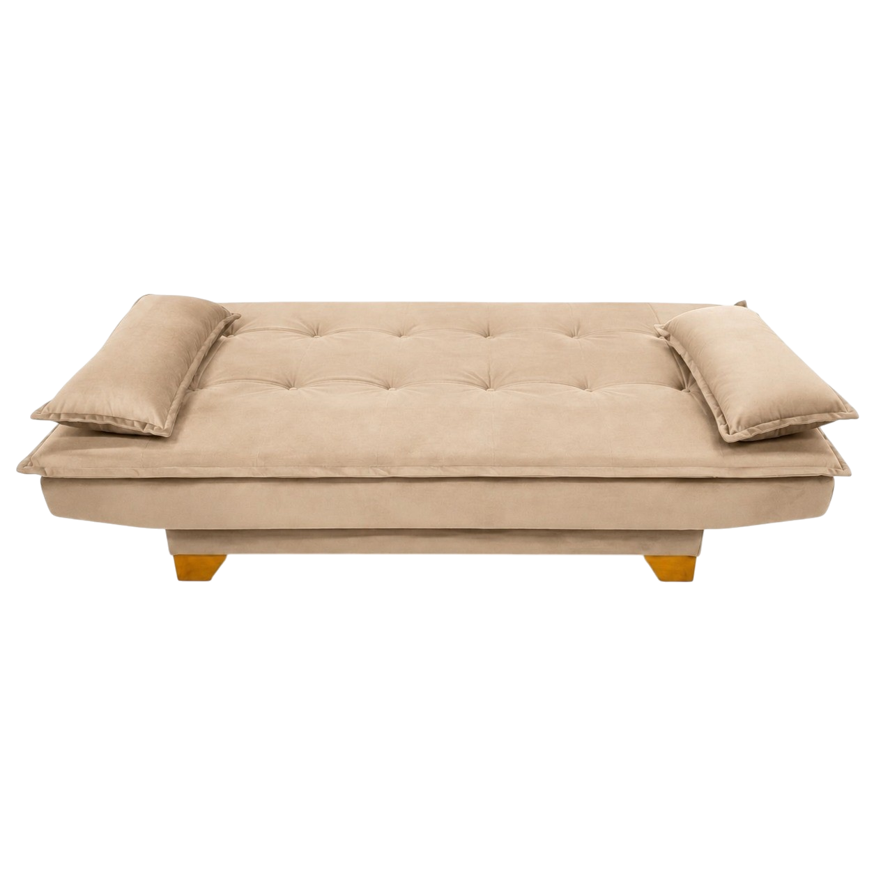 Sofá Cama Veneza 1,88 m Veludo Bege 194 - TOP ESTOFADOS - Imagem 2