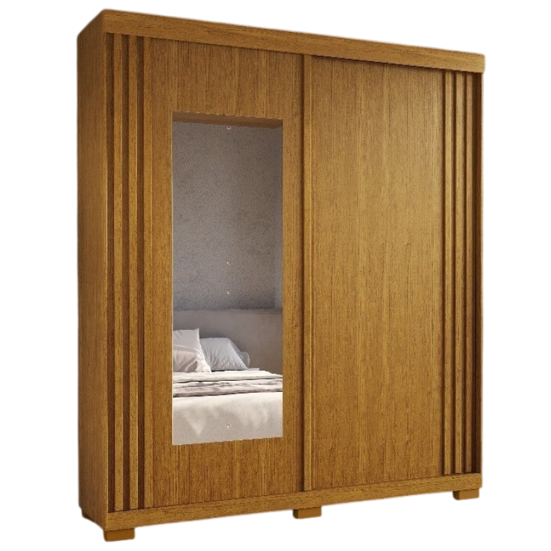 Guarda-Roupa 2 Portas Athena 1,80 m (C/Espelho) Cinamomo/Off White/Cinamomo – ACP MÓVEIS - Imagem 7