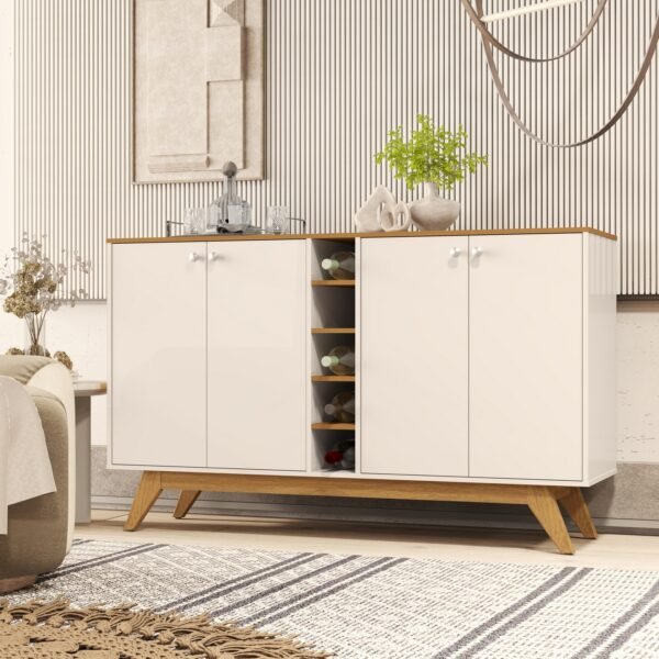 Buffet 4 Portas Jocasta Off White/Cedro - SAL MOVELARIA