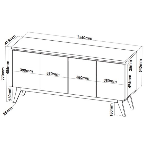 Buffet 4 Portas Filipe/Flip Mel/Off White - VIERO MOVEIS - Imagem 3