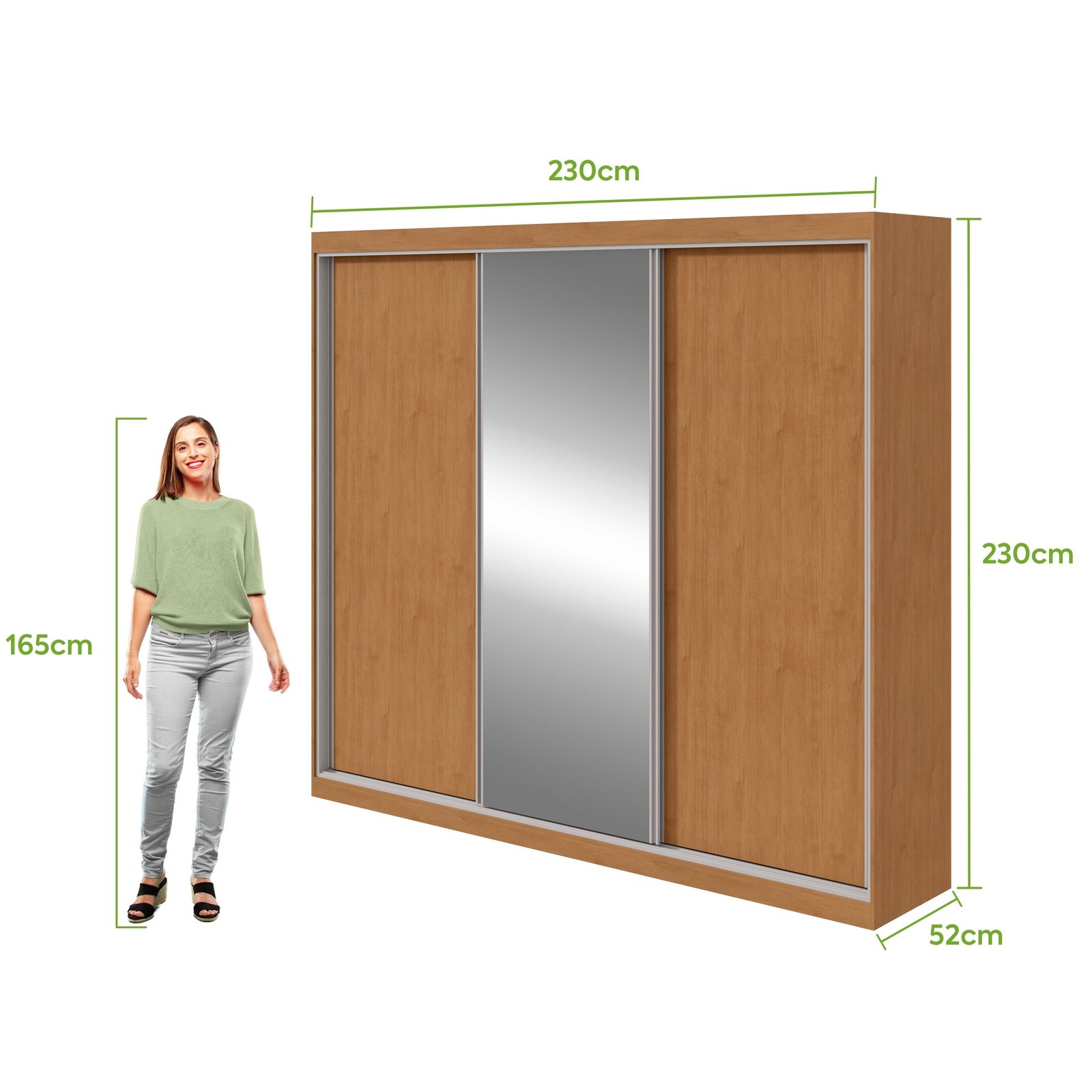 Guarda-Roupa 3 Portas Quadrix 2,30 m Amêndoa Clean/Off White/Amêndoa Clean – LOPAS - Imagem 10