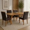 Mesa Essência 120 (S/Vidro) Cinamomo com 4 Cadeiras Las Vegas Veludo Marrom 17 – JCM MOVELARIA + OURO DECOR