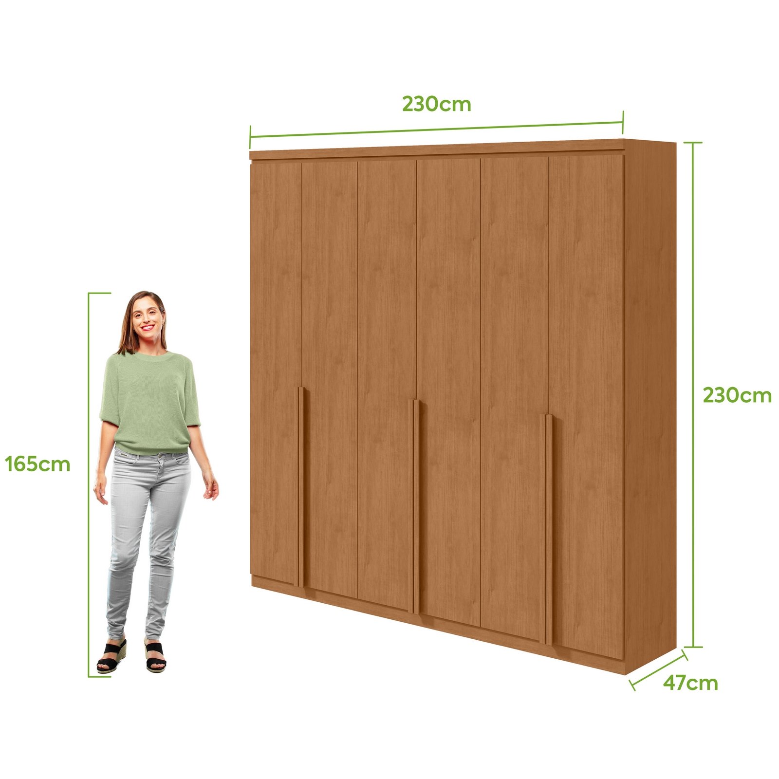 Guarda-Roupa 6 Portas Alonzo 2,30 m Amêndoa Clean - LOPAS - Imagem 5