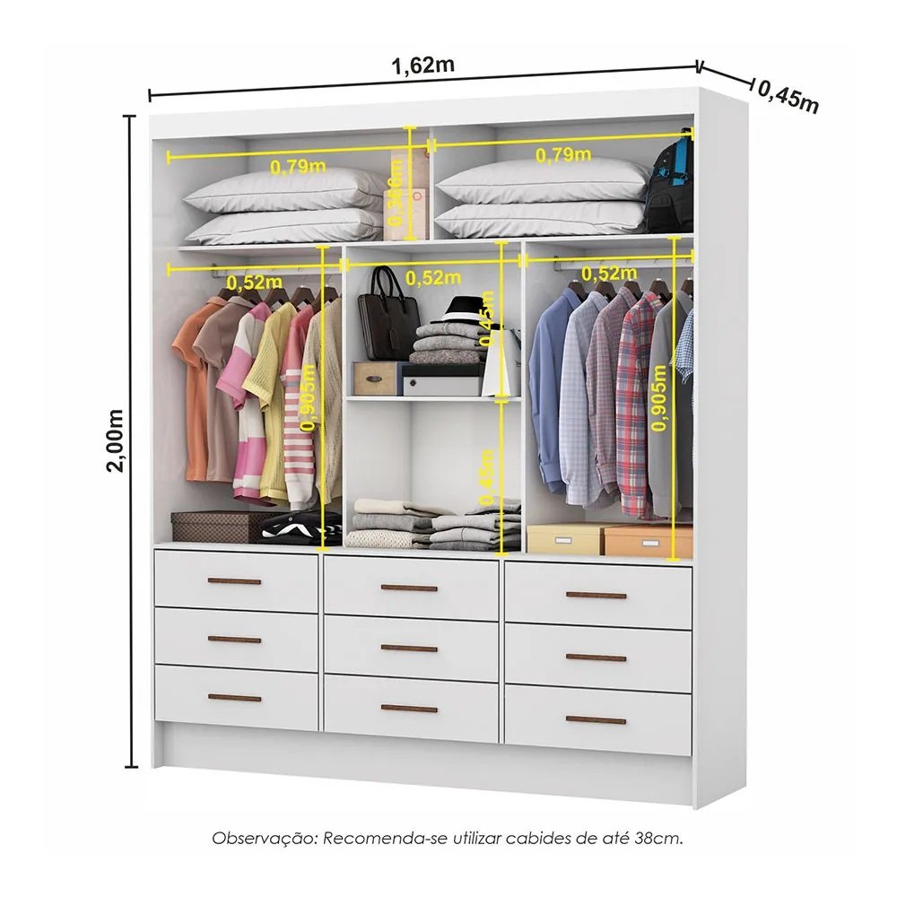 Modulado 4 Portas + Guarda-Roupa 3 Portas Sevilha (Com espelho) Branco - CARIOCA MÓVEIS - Imagem 3