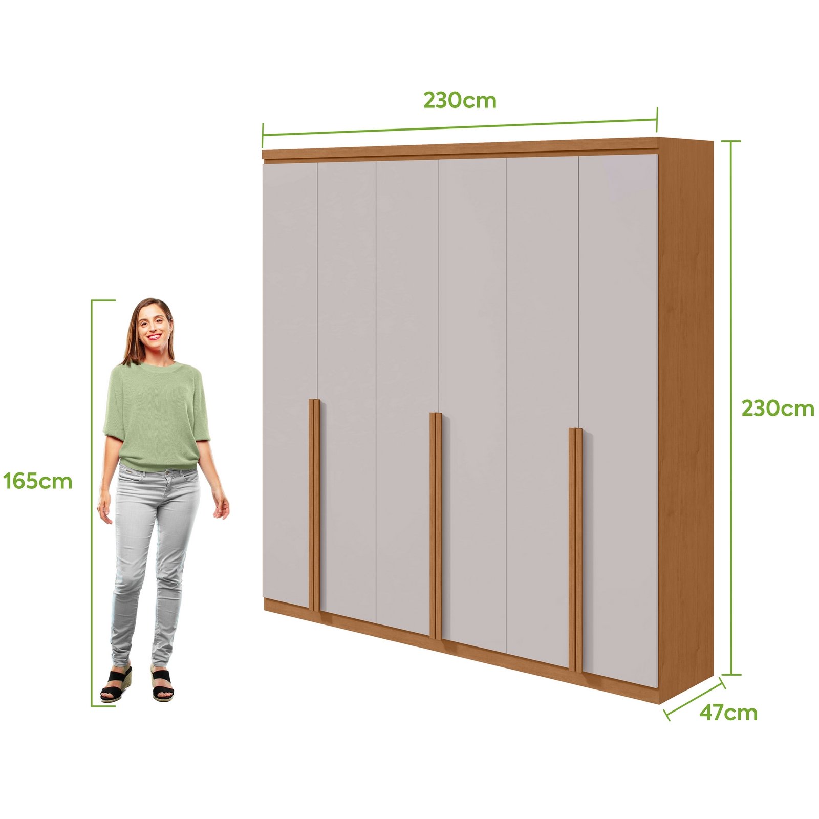 Guarda-Roupa 6 Portas Alonzo 2,30 m Amêndoa Clean/Off White - LOPAS - Imagem 5
